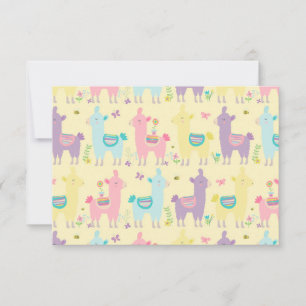 Llamas Pink, Yellow Paars Cute Schattig  Bedankkaart