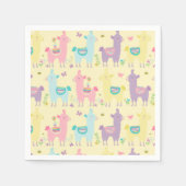 Llamas Pink, Yellow Paars Cute Schattig Servet (Voorkant)