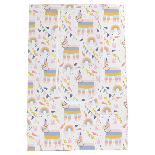 Llamas & Rainbows Fiesta Birthday Party Hartelijk  Medium Cadeauzakje (Achterkant)