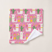 Llamas Rainbows Green Cactus Light Girly Pink Cute Bad Handdoek (Wasdoekje)
