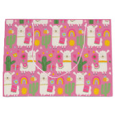 Llamas Rainbows Green Cactus Light Girly Pink Cute Groot Cadeauzakje (Voorkant)