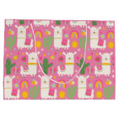 Llamas Rainbows Green Cactus Light Girly Pink Cute Groot Cadeauzakje (Achterkant)