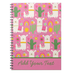 Llamas Rainbows Green Cactus Light Girly Pink Cute Notitieboek