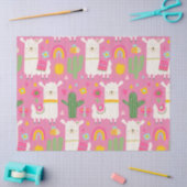 Llamas Rainbows Green Cactus Light Girly Pink Cute Tissuepapier (Craft)