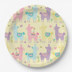 Llamas Roze, Geel Paarse Knuffelig Schattig Papieren Bordje