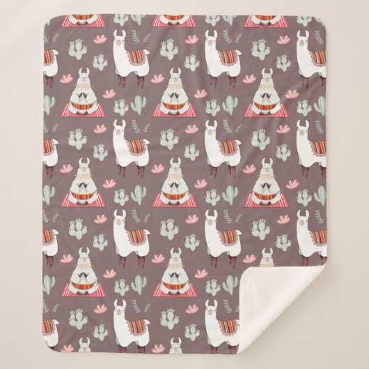 Llamas Sherpa Blanket Deken (Voorkant)