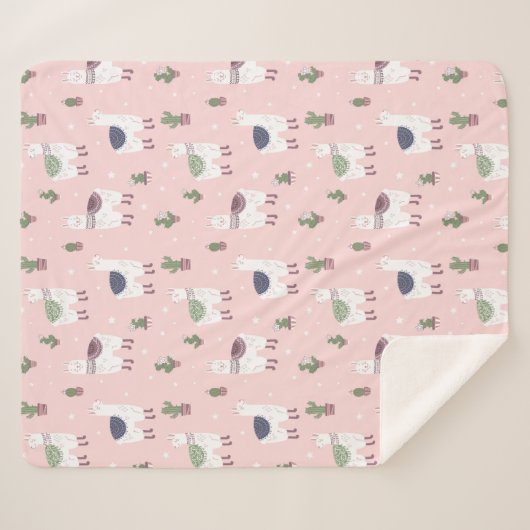 Llamas Sherpa Blanket Sherpa Deken (Voorkant (horizontaal))