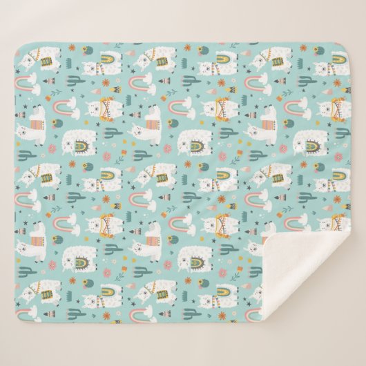 Llamas Sherpa Blanket Sherpa Deken (Voorkant (horizontaal))