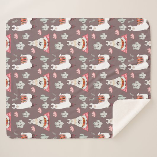 Llamas Sherpa Blanket Sherpa Deken (Voorkant (horizontaal))