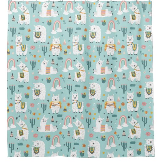Llamas Shower Curtain Douchegordijn (Voorkant)