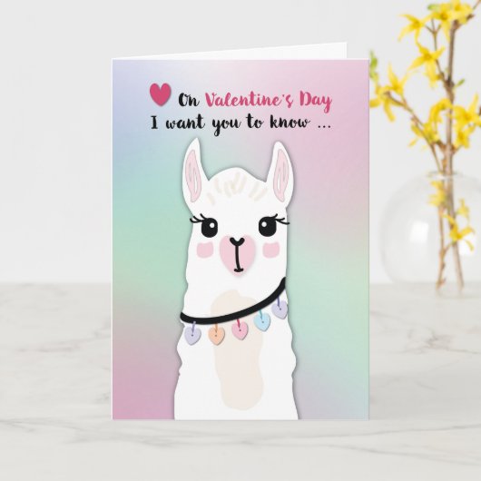 Llamas Valentijnsdag Hearts Kaart (Gele Bloem)
