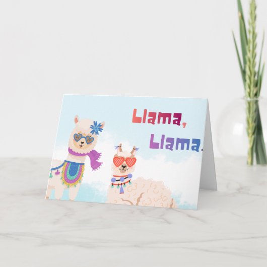 Llama's vieren geboortemoeders kaart (Voorkant)