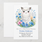 Llama's Whimsical Wildflower Magic Boy Baby shower Kaart (Voorkant / Achterkant)