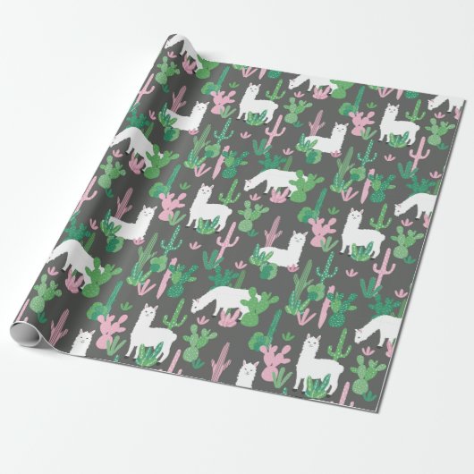 Llamas Wrapping Paper Cadeaupapier (Uitgerold)