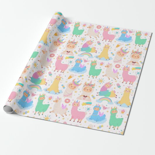 Llamas Wrapping Paper Cadeaupapier (Uitgerold)