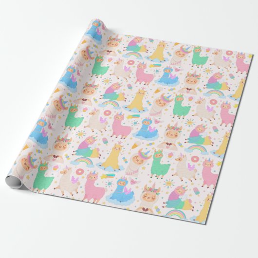 Llamas Wrapping Paper Cadeaupapier (Uitgerold)