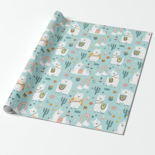 Llamas Wrapping Paper Cadeaupapier (Uitgerold)