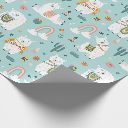 Llamas Wrapping Paper Cadeaupapier (Hoek)