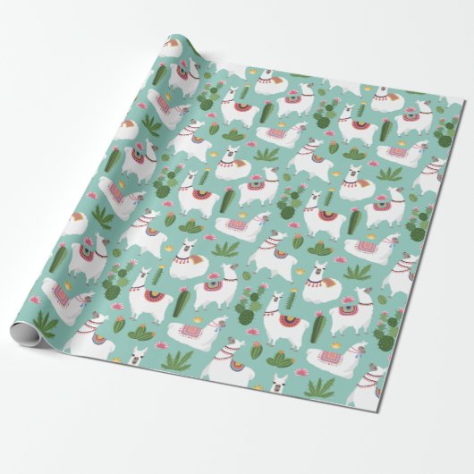 Llamas Wrapping Paper Cadeaupapier (Uitgerold)