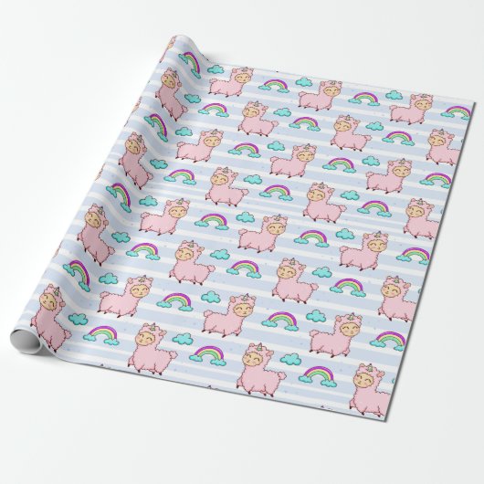 Llamas Wrapping Paper Cadeaupapier (Uitgerold)