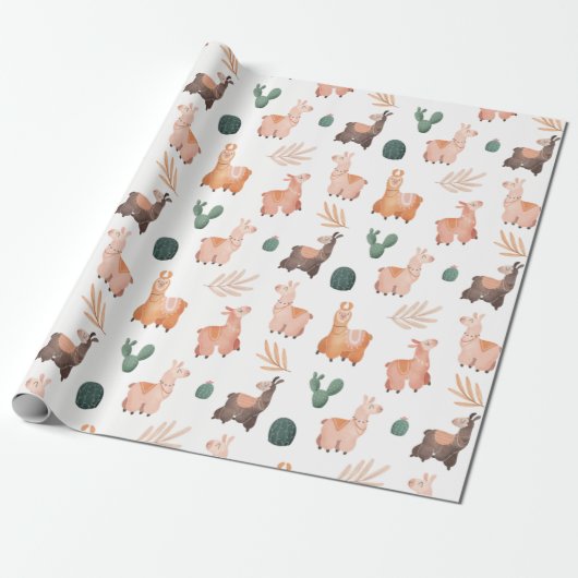 Llamas Wrapping Paper Cadeaupapier (Uitgerold)