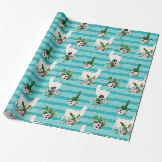 Llamas Wrapping Paper Cadeaupapier (Uitgerold)