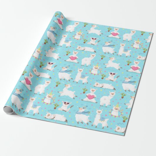 Llamas Wrapping Paper Cadeaupapier (Uitgerold)