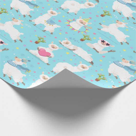 Llamas Wrapping Paper Cadeaupapier (Hoek)
