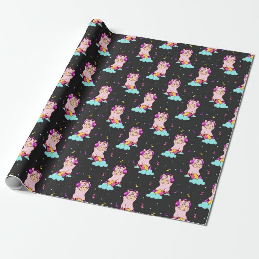 Llamas Wrapping Paper Cadeaupapier (Uitgerold)
