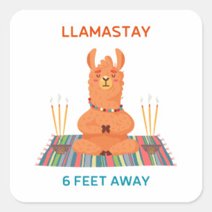 Llamastay 6 voet weg Pun Square Sticker
