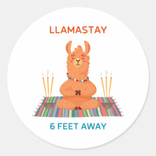 Llamastay 6 voet weg woordspeling ronde Sticker