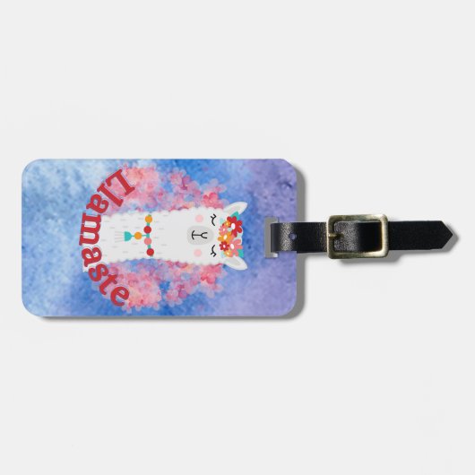 Llamaste Cheerful Flower Llama Bagagelabel (Voorkant horizontaal)