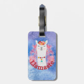 Llamaste Cheerful Flower Llama Bagagelabel (Achterkant verticaal)