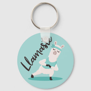 Llamaste Cute Blauwgroen Llama Yoga Monogram Sleutelhanger