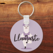 Llamaste Cute & Fun Paars Llama Yoga Character Sleutelhanger (Voorkant)
