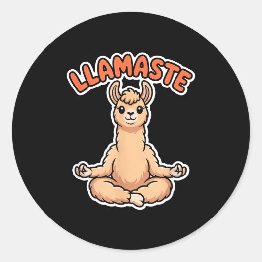 Llamaste Funny Meditating Llama Cute Yoga Animal D Ronde Sticker (Voorkant)