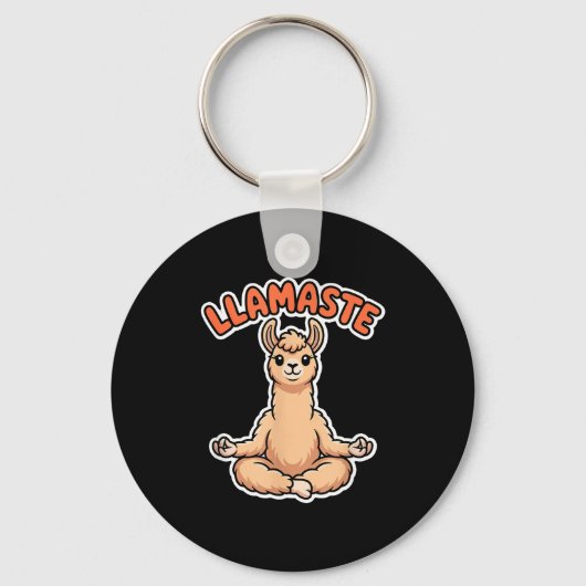 Llamaste Funny Meditating Llama Cute Yoga Animal D Sleutelhanger (Voorkant)