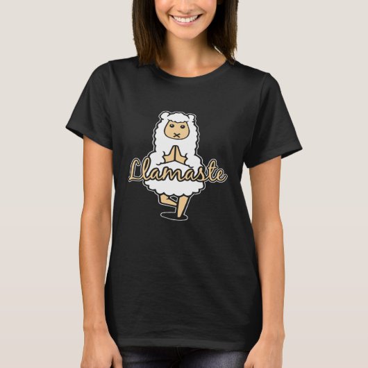 Llamaste Llama Yoga Workout Namaste T-shirt (Voorkant)