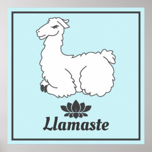 Llamaste White Llama & Lotus Poster