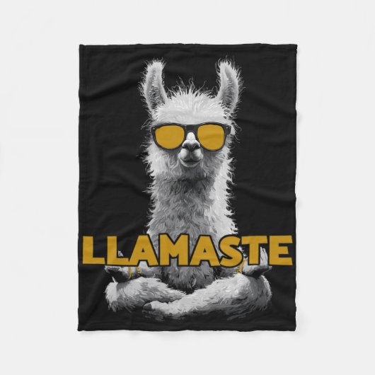 Llamaste Yoga Llama Met Zonnebril Fleece Deken (Voorkant)