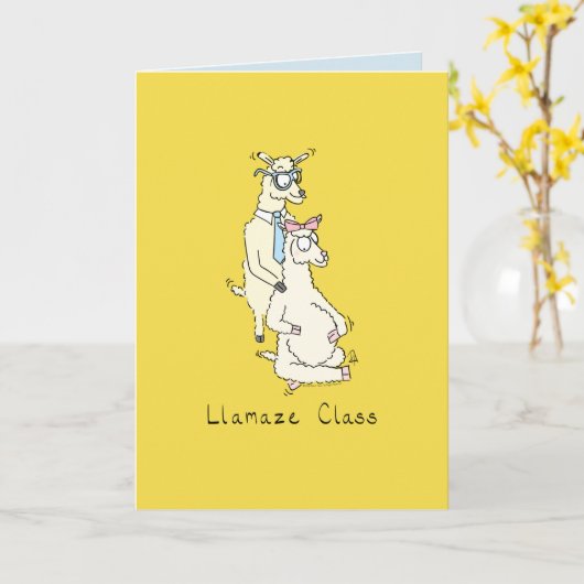 Llamaze Class - Funny Llamas bij Lamaze Pun Kaart (Gele Bloem)
