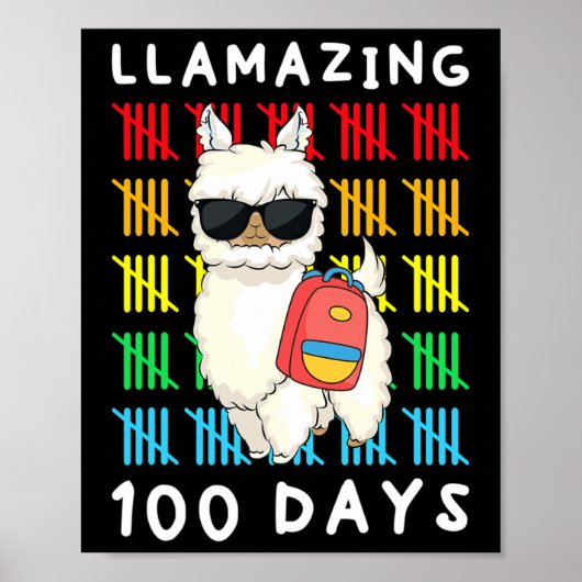 Llamazing 100 dagen schoolleraar Llama 10 Poster (Voorkant)