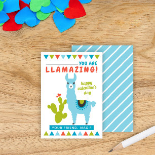 Llamazing Blauwe Lama Jongens Valentijnskaarten Kl Visitekaartje