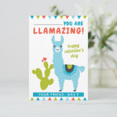 Llamazing Blue Llama Boys Classroom Valentijn Kaart (Staand voorkant)