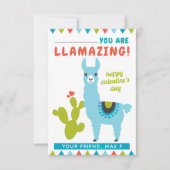 Llamazing Blue Llama Boys Classroom Valentijn Notitiekaartje (Voorkant)