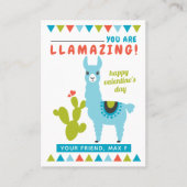 Llamazing Blue Llama Boys Classroom Valentijns Visitekaartje (Voorkant)