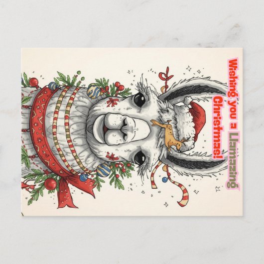 LLamazing Christmas Llama Holiday Postcard Feestdagenkaart (Voorkant)