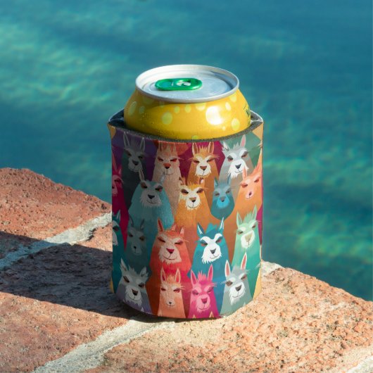 Llamazing Fiesta Stubby Holder, Rainbow Llama Blikjeskoeler (Insitu Zwembad)