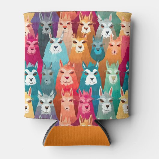 Llamazing Fiesta Stubby Holder, Rainbow Llama Blikjeskoeler (Voorkant)
