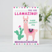 Llamazing Pink Llama Girls Classroom Valentijn Kaart (Staand voorkant)